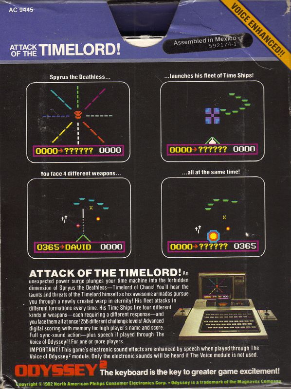 Attack of the Timelord box art for Odyssey 2